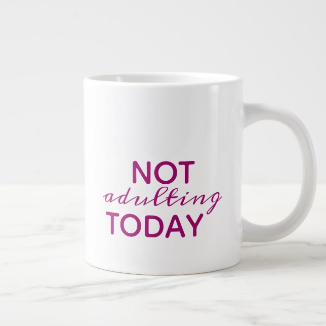 Grande Tasse Typographie Rose Foncé & Blanc Pas De Comportement (Droite)