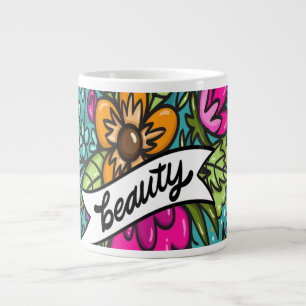 Grande Tasse Typographie, Style Vintage, Ambiance Rétro, Aquare