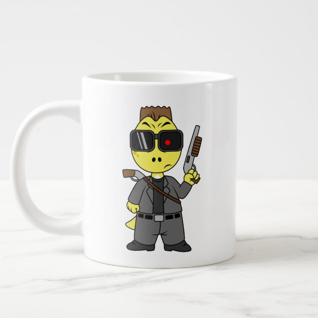 Grande Tasse Tyrannosaurus Rex Habillé Comme Terminator. (Gauche)