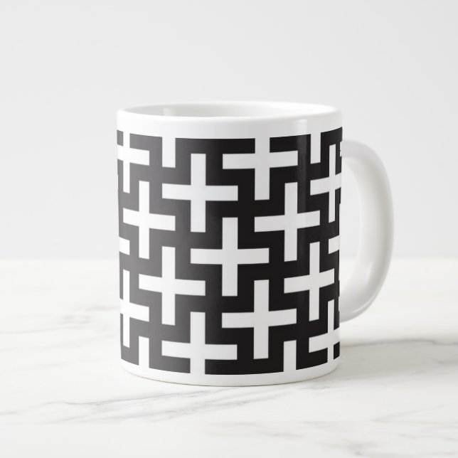 Grande Tasse Un b&w modèle fait avec "plus" le signe (Devant droit)