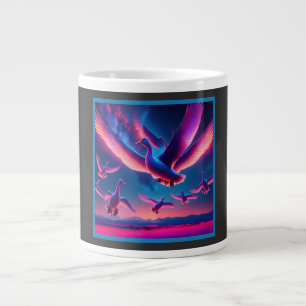 Grande Tasse Un Éventail D'Oies Roses Aux Nons Hovers Dans Le C