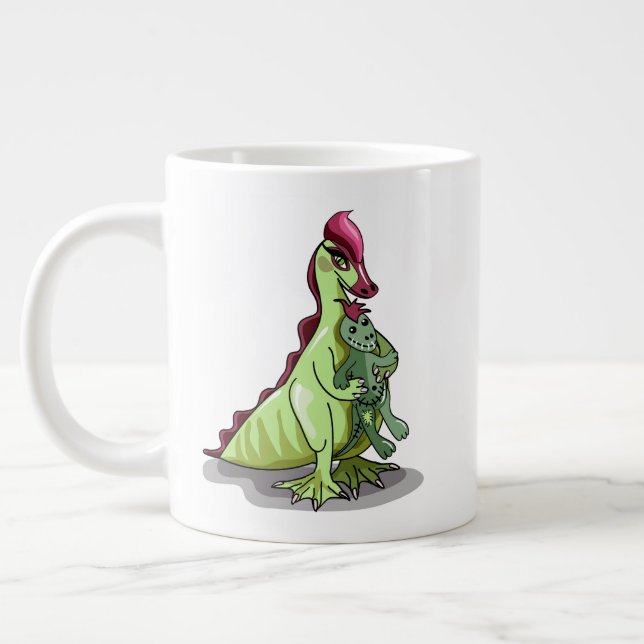 Grande Tasse Un Hadrosaurus Féminin Tenant Une Poupée. (Gauche)