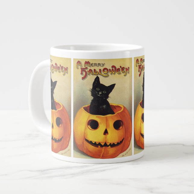 Grande Tasse Une joyeuse Halloween par Ellen Clapsaddle, Chat V (Devant gauche)