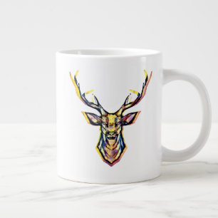 Grande Tasse Une tête de cerf sous forme d'image colorée dans l