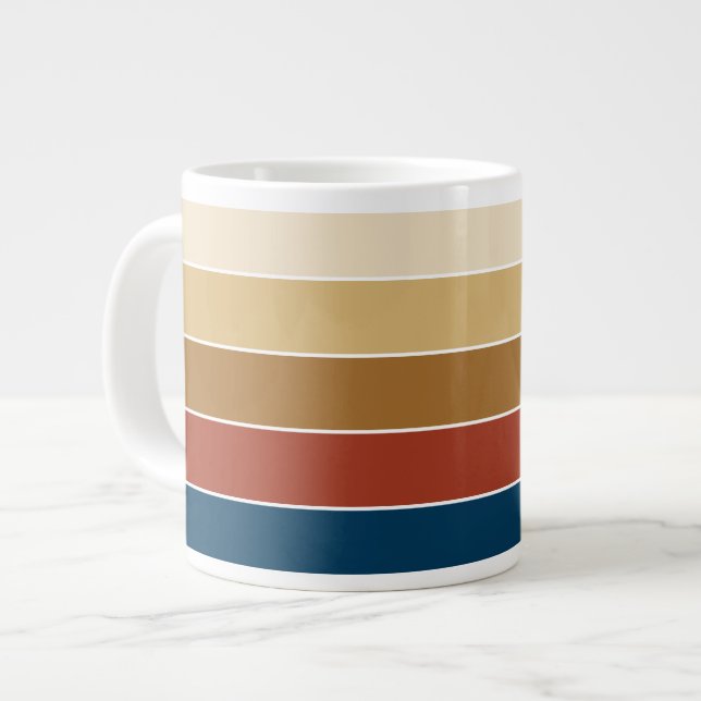 Grande Tasse Uni couleur unie rayée couleurs chaudes d'automne (Devant gauche)