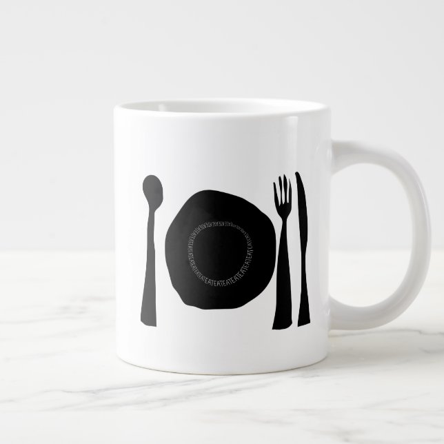 Grande Tasse Ustensiles de cuisine noir et blanc (Droite)