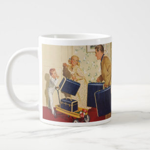 Grande Tasse Vacances vintage, papa, Enfants et Valises