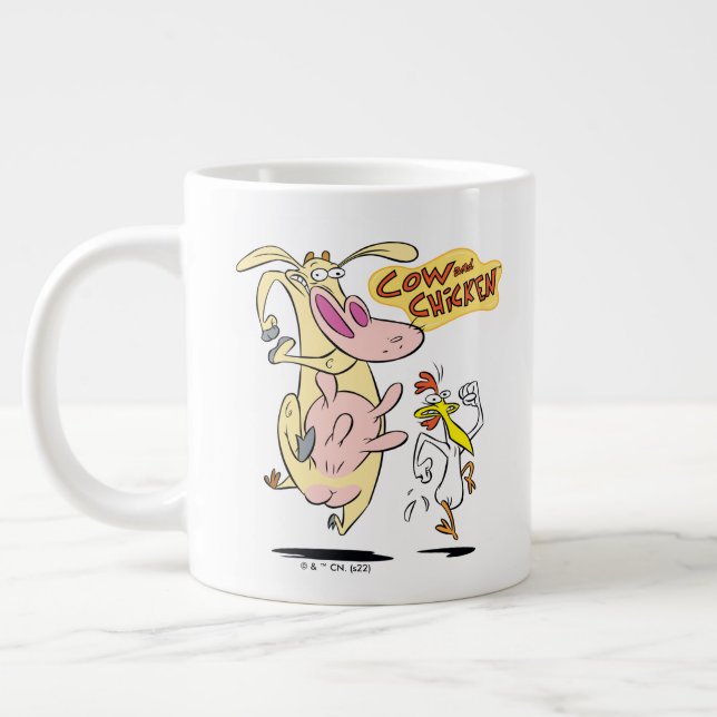 Grande Tasse Vache et poulet à courir graphique (Gauche)