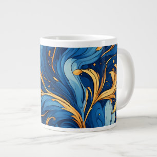 Grande Tasse Vagues royales de fantaisie Tourbillons de bleu et