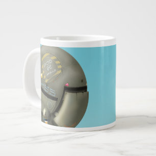 Grande Tasse Vaisseau spatial volant à travers une planète