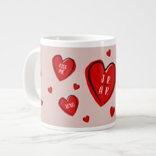 Grande Tasse Valentine Red Hearts mignonne Personnaliser Couple