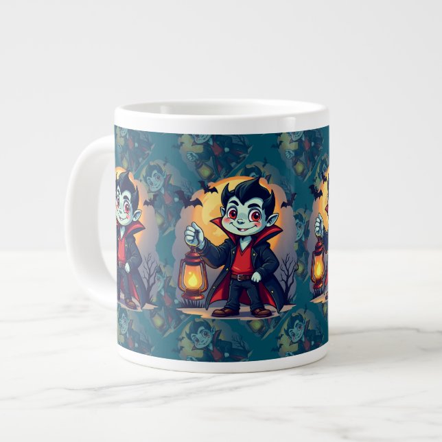 Grande Tasse Vampire Mignon avec Lanterne Kawaii Halloween (Devant gauche)