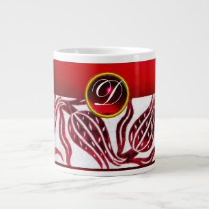 Grande Tasse VELVET ROUGE DAMAS TULIPE MONOGRAMME Bourgogne Bla