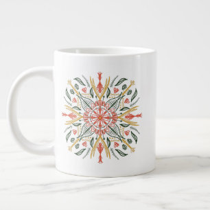 Grande Tasse Verdure florale orange jaune Art bohémien