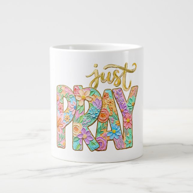 Grande Tasse verset chrétien inspirant, juste prier (Devant)