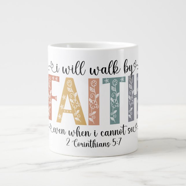Grande Tasse verset de foi chrétienne inspirant (Devant)