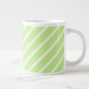 Grande Tasse Vert citron vert et beige cinq rayures motif