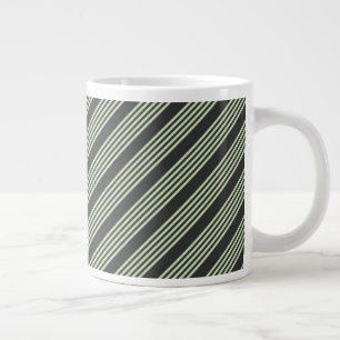 Grande Tasse Vert pâle et charbon cinq bandes motif