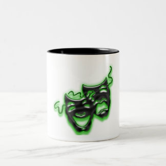 Grande tasse verte au néon de masques