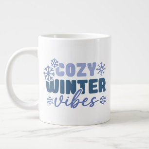 Grande Tasse Vibes d'hiver confortables - Typographie du flocon