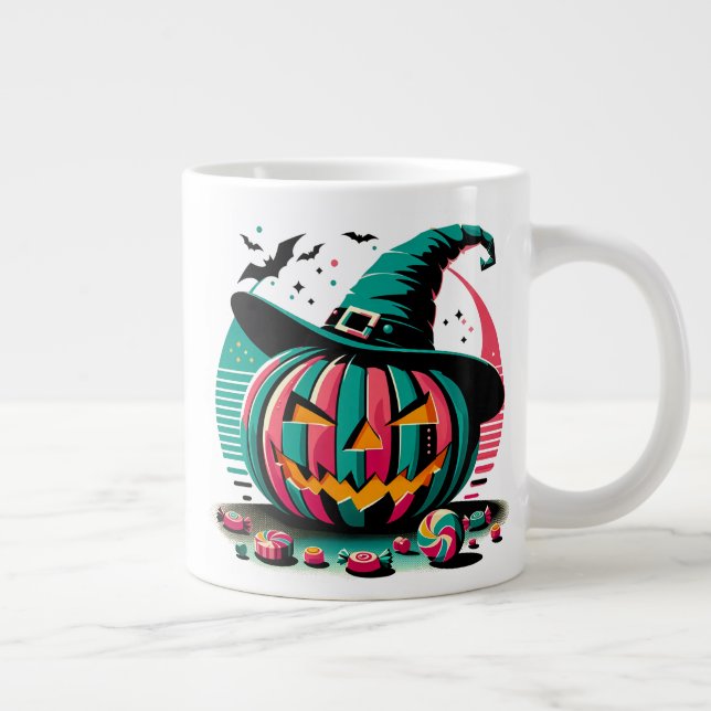 Grande Tasse Vibrant Pop Art Witch Hat Pumpkin Halloween (Droite)