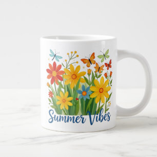 Grande Tasse Vibrations d'été Floral avec Papillons