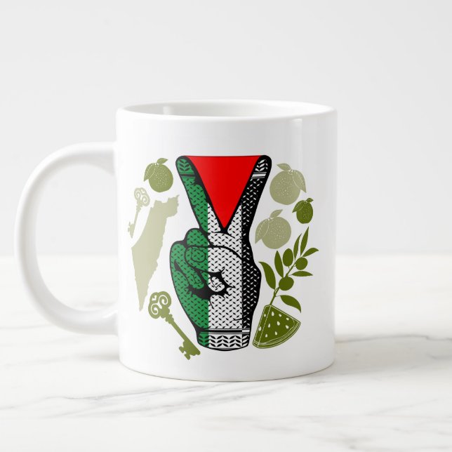 Grande Tasse Victory Sign Hand Resistance Red Triangle Symbol (Gauche)