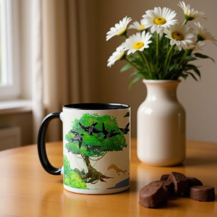 Grande Tasse Vie de forêt printanière avec oiseaux et écureuil
