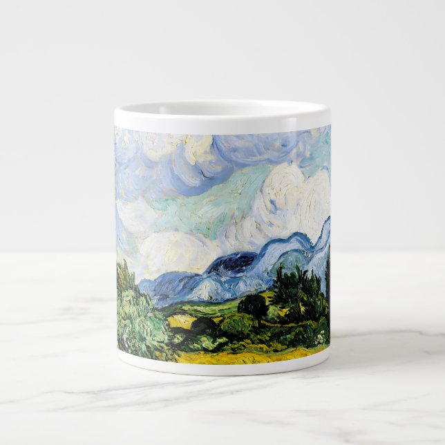 Grande Tasse Vincent Van Gogh Champ de blé avec cyprès (1889) (Devant)