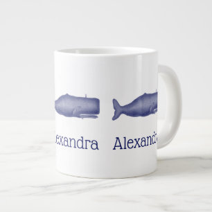 Grande Tasse Vintage Baleine stylisée du XIXe siècle #1 en bleu
