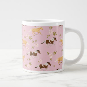 Grande Tasse Vintage Floral Horse Motif
