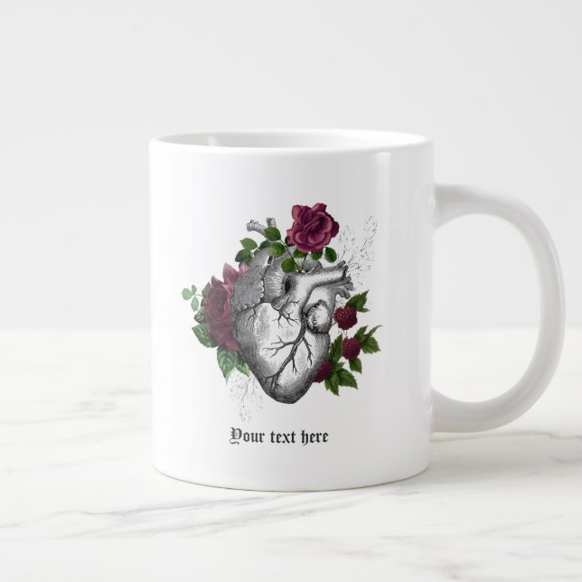Grande Tasse Vintage Gothique Bourgogne Coeur Floral (Droite)