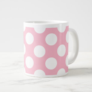 Grande Tasse Vintage Grand Pois Blanc Pastel Rose Motif