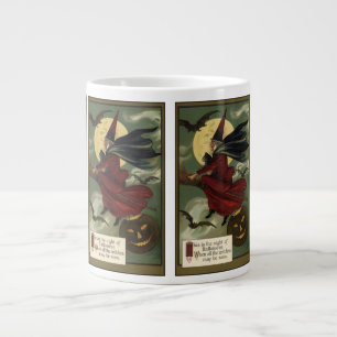 Grande Tasse Vintage Halloween sorcière Broomstick avec chat