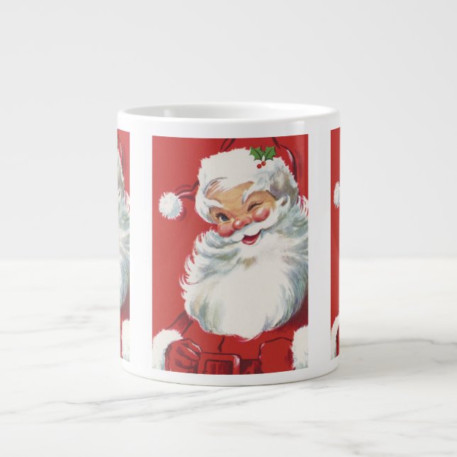 Grande Tasse Vintage Noël Père Noël, Jolly et Winking (Devant)