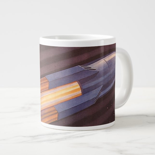 Grande Tasse Vintage Science Fiction Space Ship Rockets (Devant droit)