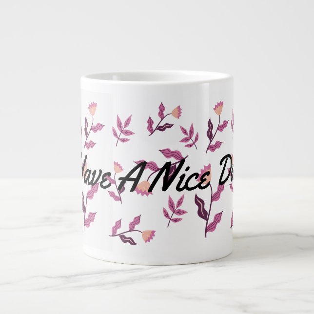 Grande Tasse Violet et orange Jouer Illustrant floral (Devant)
