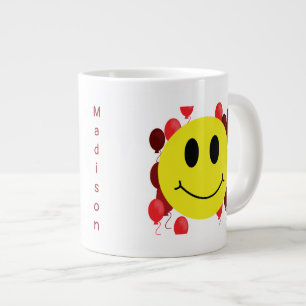 Grande Tasse Visage de broyage personnalisé avec ballons rouges