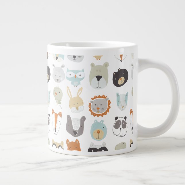 Grande Tasse Visages conviviaux | Portraits d'animaux mignons (Droite)