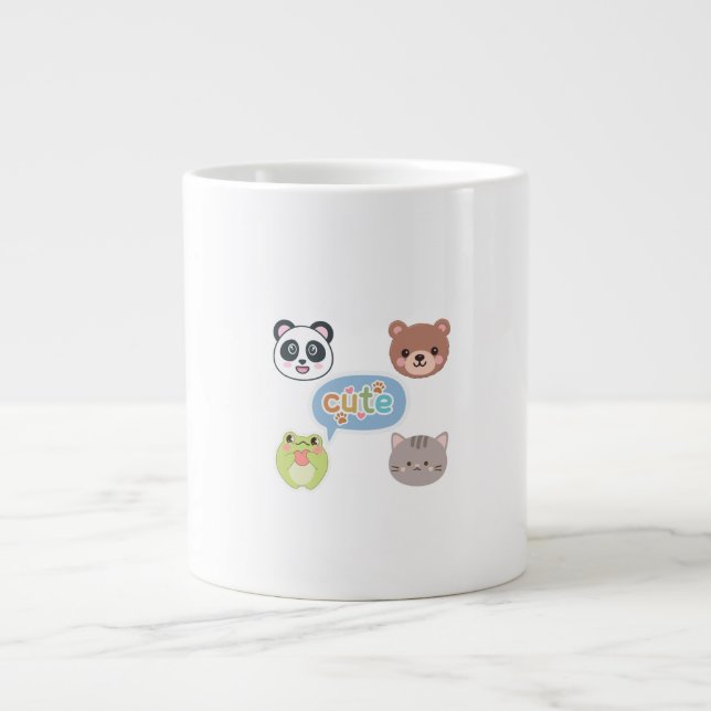Grande Tasse Visages d'animaux Kawaii mignons | Conception de d (Devant)