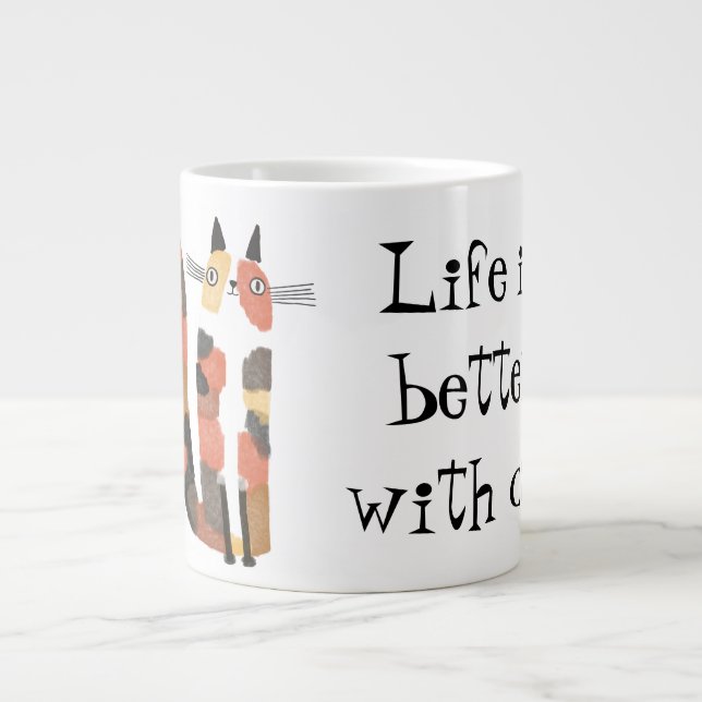 Grande Tasse Vivre mieux avec le chat (Devant)