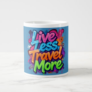 Grande Tasse Vivre moins voyager plus Néon Graffiti Citation de