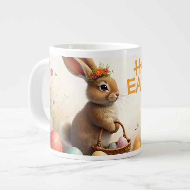 Grande Tasse Vœux de printemps du lapin de Pâques (Devant gauche)
