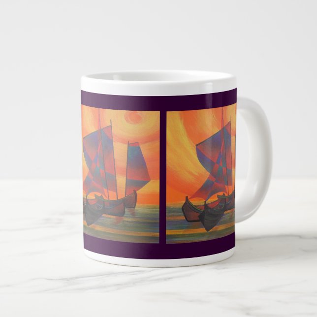 Grande Tasse Voiles rouges dans le couloir de soleil Cubist Abs (Devant droit)