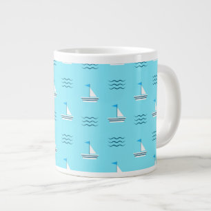 Grande Tasse Voiliers sur le motif bleu de mer