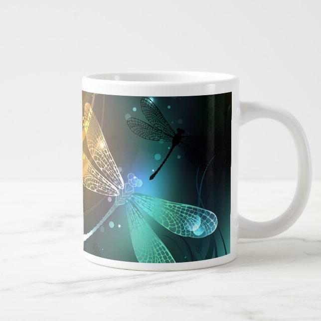 Grande Tasse Vol de libellule verte lumineuse (Droite)