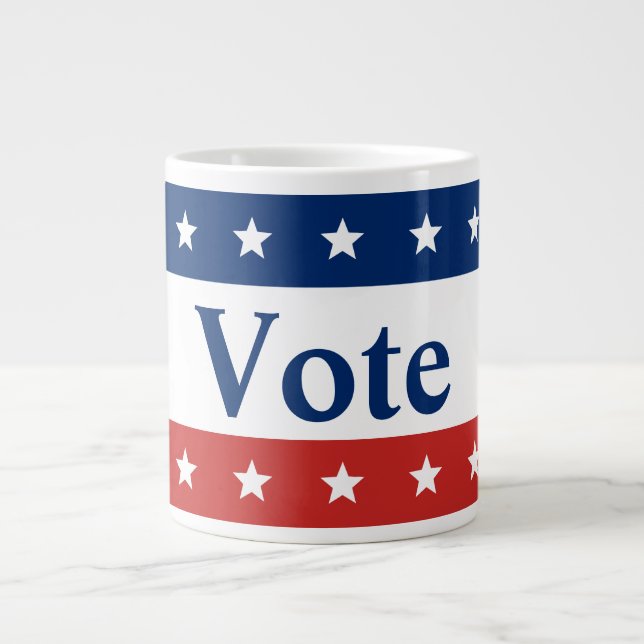 Grande Tasse Votez Red White et Blue Stripes Stars (Devant)