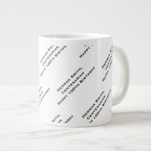 Grande Tasse Votre Motif texte partout en noir/blanc