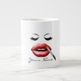 Grande Tasse Votre Nom Lèvres Personnalisées Et Café D'Eyelashe