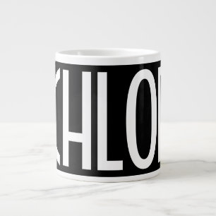Grande Tasse Votre nom, texte gras blanc   Noir